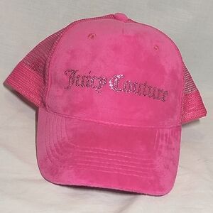 Juicy Couture Vibrant Pink Velour Trucker Cap Hat